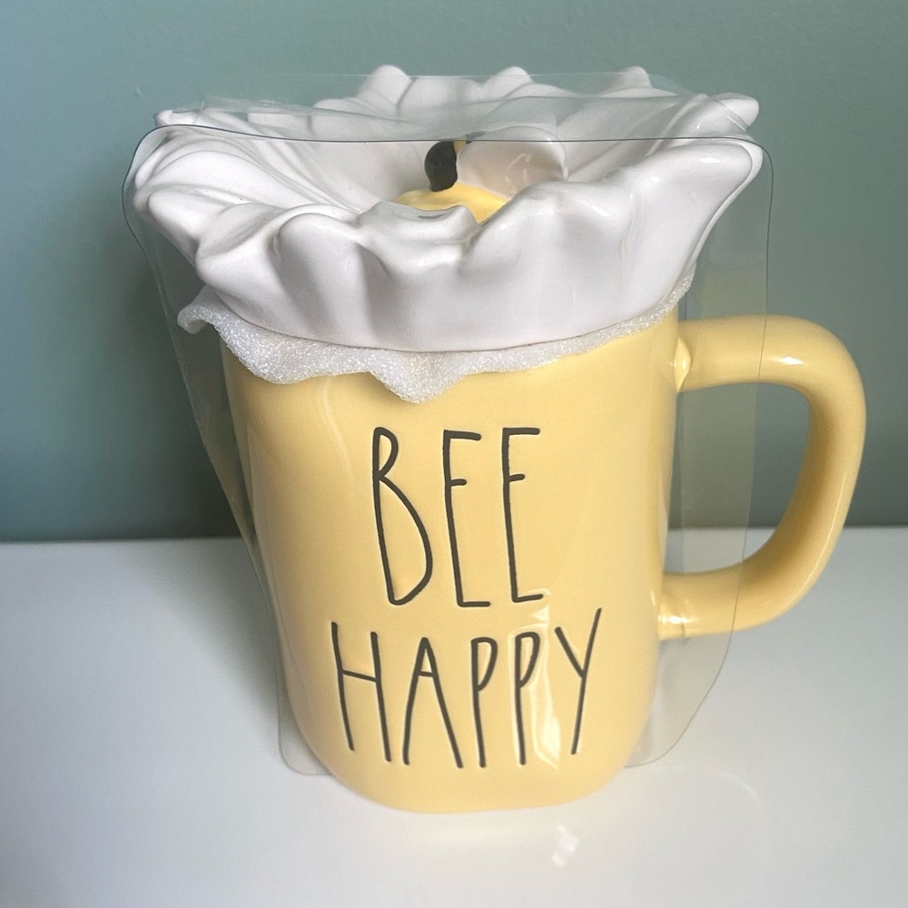 NEW! Rae Dunn BEE HAPPY Mug With Lid